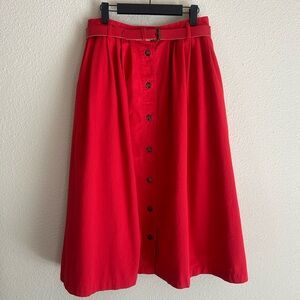 VTG | Levi's Dockers Red Pleated Front A-Line Skirt with Belt | medium